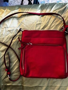 Red and Silver Professional Cross Body Bag / Purse with Adjustable Strap